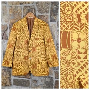 Sandwich Isles Honolulu Tropical Exotic Hawaiian Print Vintage Blazer Jacket